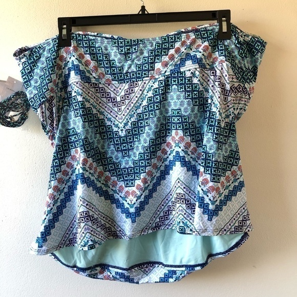 Liz Claiborne Aqua Blue Plus Swim Tankini 24W - Picture 2 of 8